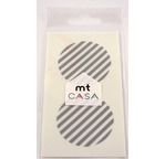 MT CASA SEAL Sticker rond 5cm en washi rayé argent/stripe silver 10pc