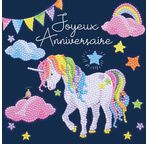 CRYSTAL ART Kit Carte à diamanter 18x18cm Anniversaire licorne