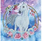 CRYSTAL ART Kit Carte à diamanter 18x18cm Licorne en fleurs