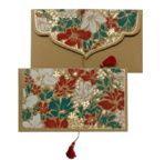 PAPERTREE BOUQUET Enveloppe cadeau 19x10cm Kraft/Rouge+ Vert/Or