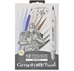 GRAPH'IT BRUSH & EXTRA FINE Set 12 marqueurs - Mix greys