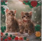 CRYSTAL ART Kit Carte à diamanter 18x18cm Chaton de Noel