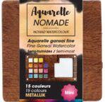 ART & GO Mini Palette Aquarelle Semi-Humide - 15 couleurs métalliques