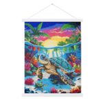 CRYSTAL ART Poster à diamanter - Tortue tropicale 40x50cm