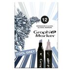 GRAPH'IT Set de 12 marqueurs - Cool Greys