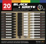 TOOLI Marqueur Acrylique Set 10 Noirs & 10 Blancs 3mm
