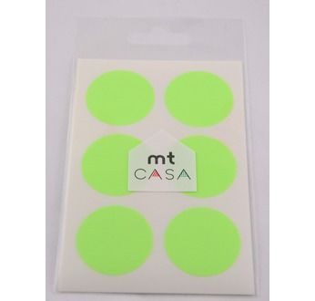 MT CASA SEAL Sticker rond 3,5cm en washi shocking green 30 pcs