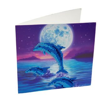 CRYSTAL ART Kit Carte à diamanter 18x18cm Dauphins