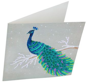 CRYSTAL ART Kit Carte à diamanter 18x18cm Paon