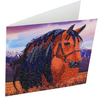 CRYSTAL ART Kit Carte à diamanter 18x18cm Cheval