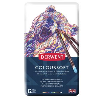 DERWENT - COLOURSOFT - boîte métal 12 crayons de couleur
