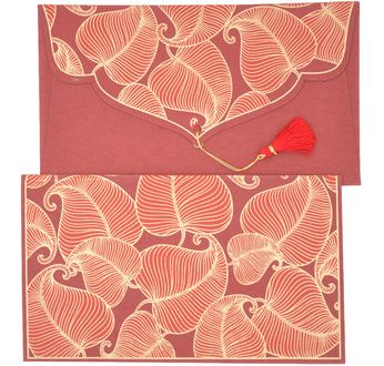 PAPERTREE NATURE Enveloppe kdo 19X10cm - Rouge/Or
