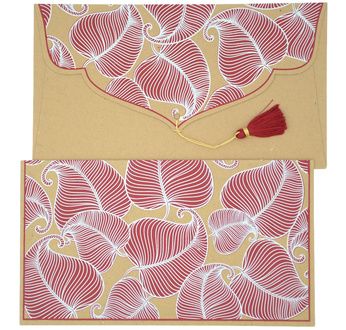 PAPERTREE NATURE Enveloppe kdo 19x10cm - Kraft/Bordeaux