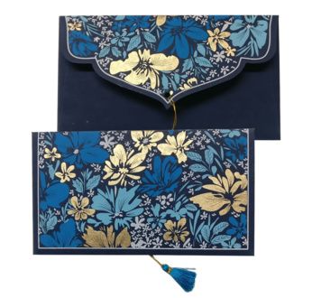 PAPERTREE BOUQUET Enveloppe cadeau 19x10cm Bleue/ Turquoise/ Or