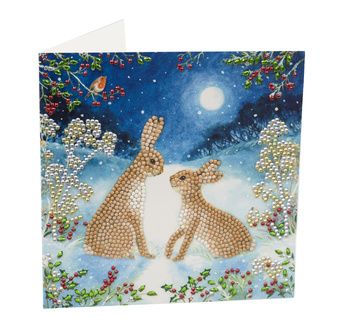 CRYSTAL ART Kit Carte à diamanter 18x18cm Lapins clair de lune