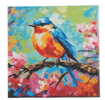 CRYSTAL ART Kit tableau broderie diamant 30x30cm - Rouge gorge