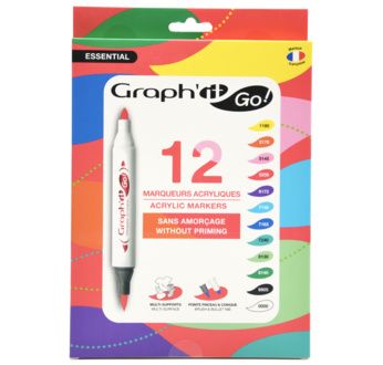 GRAPH'IT GO Set de 12 marqueurs acrylique - ESSENTIAL