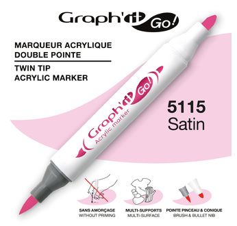 GRAPH'IT GO Marqueur acrylique double pointe 60 couleurs - GRAPH'IT GO Marqueur acrylique double pointe - 5115 - SATIN