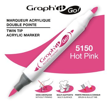 GRAPH'IT GO Marqueur acrylique double pointe 60 couleurs - GRAPH'IT GO Marqueur acrylique double pointe - 5150 - HOT PINK