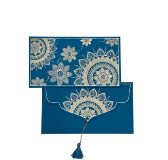 PAPERTREE MANDALA Enveloppe Cadeau 19x10cm Bleu/Or