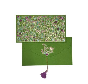 PAPERTREE FLORA Enveloppe Cadeau 19X10cm Vert/rose