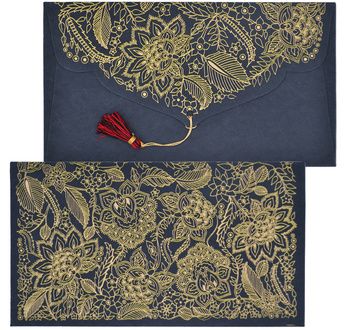 PAPERTREE PONDICHERY Enveloppe cadeau 19x10cm Noir/Or