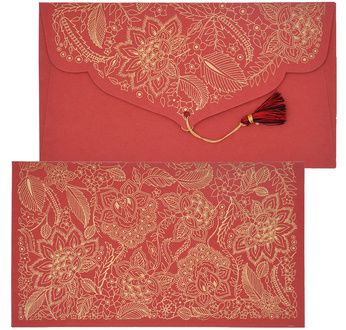 PAPERTREE PONDICHERY Enveloppe cadeau 19x10cm Rouge/Or