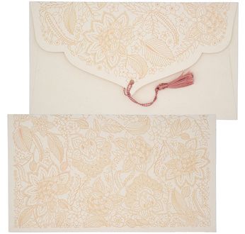 PAPERTREE PONDICHERY Enveloppe cadeau 19x10cm Ivoire/Or