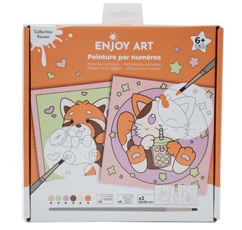 ENJOY ART - Peinture par Numéros 20x20cm Junior Kawaii Chat Panda