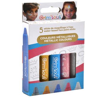 GRIM'TOUT Boite de 5 sticks de maquillage - couleurs métalliques