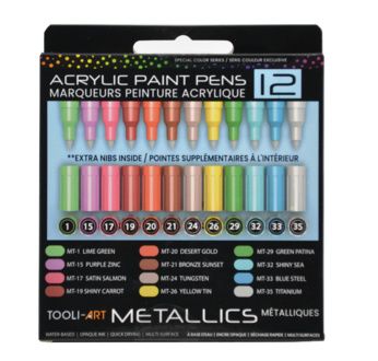 TOOLI Marqueur Acrylique Set Metallics 12 couleurs EF 07mm