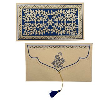 PAPERTREE LILY Enveloppe Cadeau 19X10 cm Ivoire/Bleu