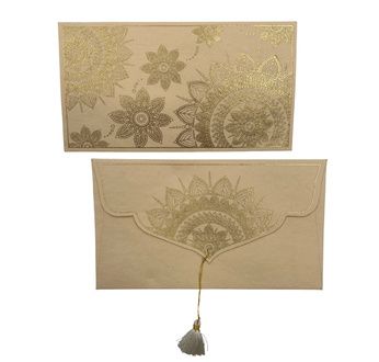 PAPERTREE MANDALA Enveloppe Cadeau 19 x 10 cm - Ivoire/Or