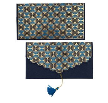 PAPERTREE ART DECO Enveloppe Cadeau 19X10 cm Bleu/Or