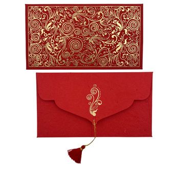 PAPERTREE ARABESQUE Enveloppe Cadeau 19X10 cm Rouge/Or