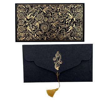 PAPERTREE ARABESQUE Enveloppe Cadeau 19X10 cm Noir/Or