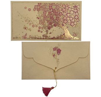 PAPERTREE SAKURA Enveloppe Cadeau 19X10 cm Ivoire/Rose
