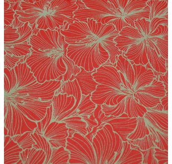 PAPERTREE PAPIER 50*70 HIBISCUS Rouge beige doré