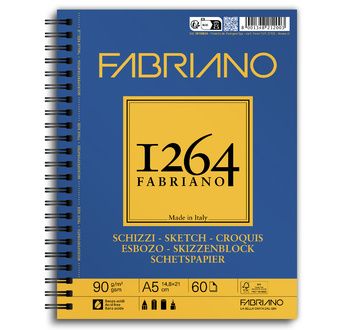 FABRIANO 1264 Bloc Papier Esquisse A5 90gsm-Spirale long-60fl 14,8x21