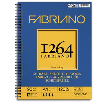 FABRIANO 1264 Bloc Papier Esquisse A4 90gsm-Spiral long-120fl 21x29,7