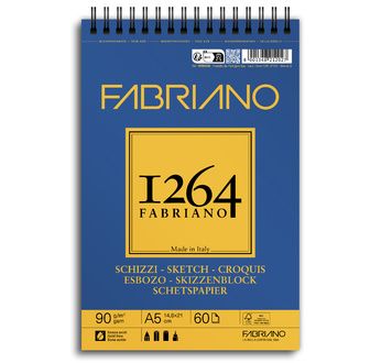 FABRIANO 1264 Bloc Papier Esquisse A5 90gsm-Spirale haut-60fl 14,8x21