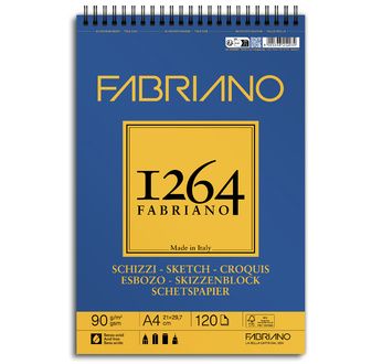 FABRIANO 1264 Bloc Papier Esquisse A4 90gsm-Spiral haut-120fl 21x29,7