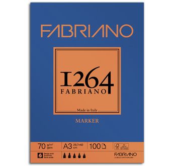 FABRIANO 1264 Bloc Papier Marqueur A3 70g- 1 côté collé-100fl 29,7x42
