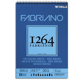 FABRIANO 1264 Bloc Papier Mix Media A3 300g-Spiral haut-30fl 29,7x42