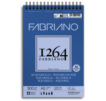 FABRIANO 1264 Bloc Papier Aquarelle A5 300g-Spiral haut- 20fl 14,8x21