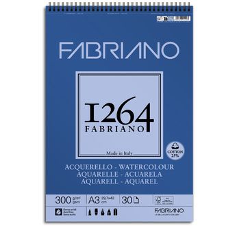 FABRIANO 1264 Bloc Papier Aquarelle A3 300g-Spiral haut- 30fl 29,7x42
