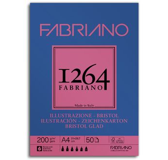 FABRIANO 1264 Bloc Papier Bristol A4 200g-1 côté collé- 50 fl 21x29,7
