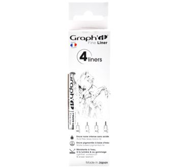 GRAPH IT Pochette de 4 Fine Liners - Noir