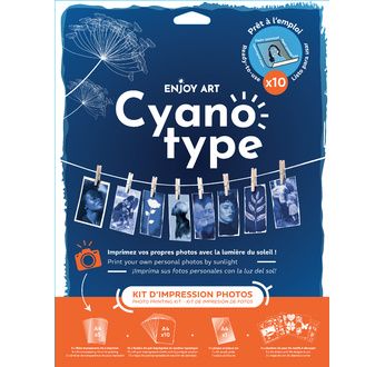 Enjoy Art Kit Cyanotype A4: 10 Feuilles-1 plaque-5 films- 64 motifs
