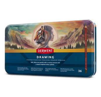 DERWENT - DRAWING - boîte métal 36 crayons de couleur assortis